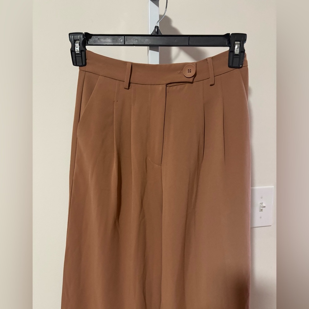 White Fox Boutique High-Waist Wide Leg Pants in Rust Brown - Picture 5 of 6